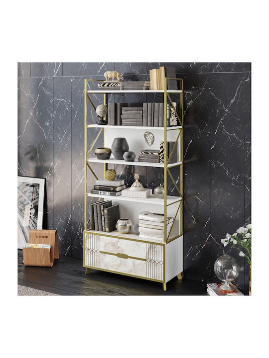 Bibliotecă Frida White-gold 89.3x35.2x191cm