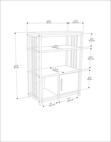 Bookcase Letos Green-Black 60x29.6x80cm
