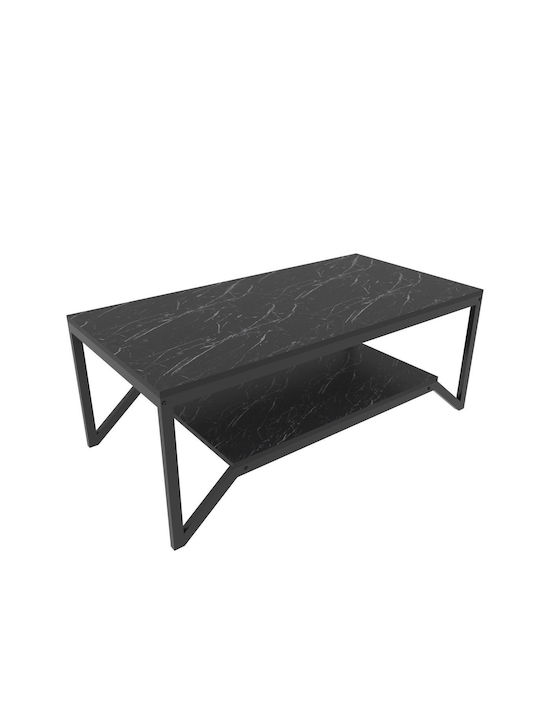 Ορθογώνιο Κεντρικό Τραπεζάκι Flora Marble Effect Black Μ120xΠ60xΥ45.8εκ.