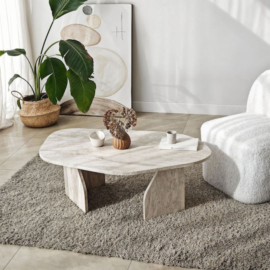 Правоъгълна Централна Кафе Маса Rock Дървена Travertine Бежова М105xШ65xВ35см