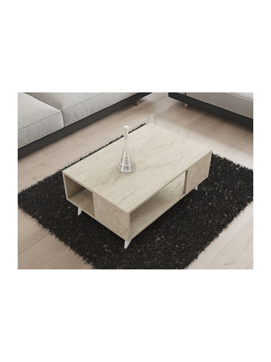 Square Central Coffee Table Yuka Wooden Travertine W90xL60xH39.5cm