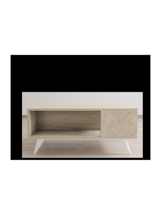 Square Central Coffee Table Yuka Wooden Travertine W90xL60xH39.5cm