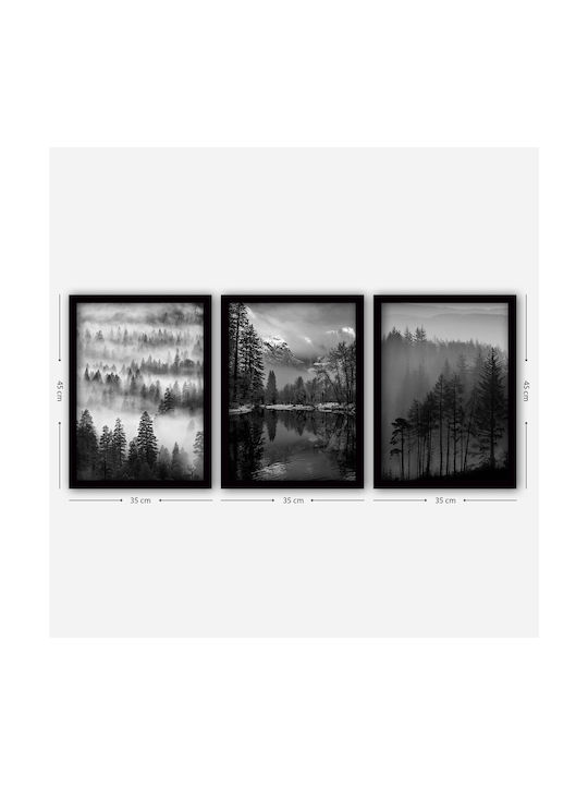 Set de rame 3 buc 364lul1267 35x45cm Alb-negru Wallity Vertical Plastic MDF