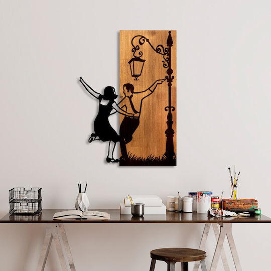 Διακοσμητικό Τοίχου La La Land 899skl2696 42x3x58cm Walnut-black Wallity Μέταλλο Ξύλο
