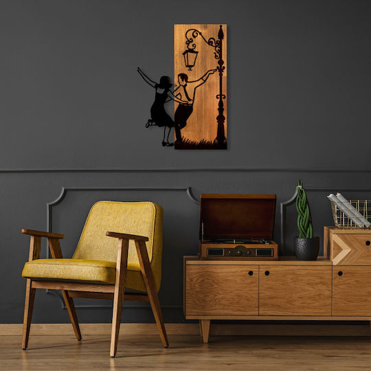 Διακοσμητικό Τοίχου La La Land 899skl2696 42x3x58cm Walnut-black Wallity Μέταλλο Ξύλο