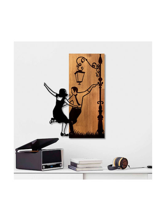 Διακοσμητικό Τοίχου La La Land 899skl2696 42x3x58cm Walnut-black Wallity Μέταλλο Ξύλο