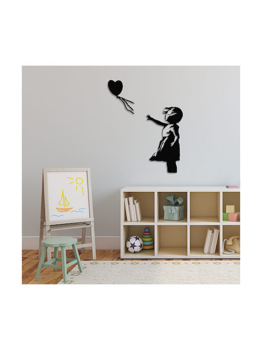 Wallity Διακοσμητική Σιλουέτα Banksy Μαύρη από Μέταλλο 105x85cm