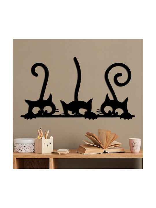 Katzen Wanddekor 891tnl3526 60x33cm Schwarz Wallity Metall