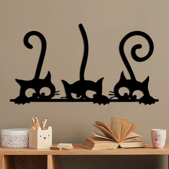 Διακοσμητικό Τοίχου Cat 891tnl3526 60x33cm Black Wallity Μέταλλο Διακοσμητικό Τοίχου Cat 891tnl3526 60x33cm Black Wallity Μέταλλο