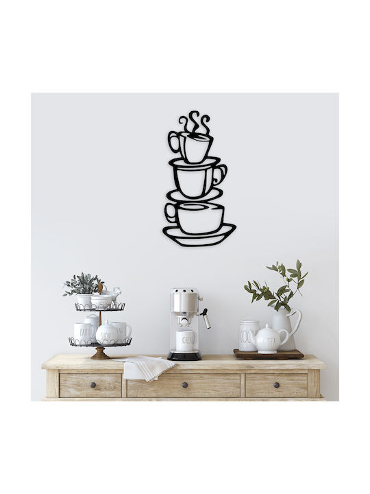 Wallity Wanddekoration Silhouette Kaffee Schwarz aus Metall 75x40cm