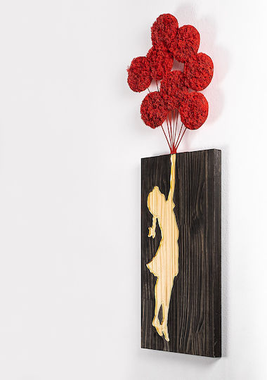 Διακοσμητικό Τοίχου Banksy Βρύο 899skl2664 34x99cm Brown-red Wallity Μέταλλο Ξύλο