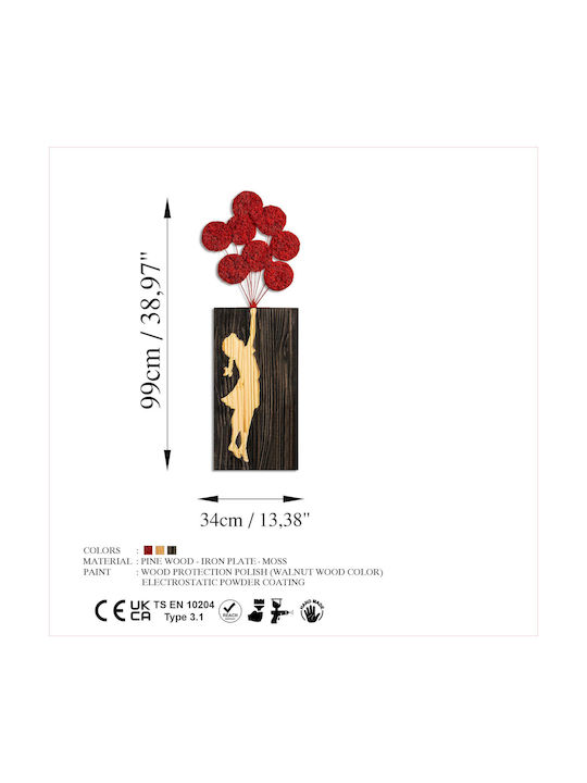 Banksy Wanddekoration Moos 899skl2664 34x99cm Braun-rot Wallity Metall Holz