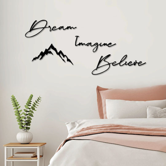 Wall Decor Dream Imagine Believe Set of 4pcs 891tnl3341 47x16 47x15 37x19 50x18.5cm Black Wallity Metal