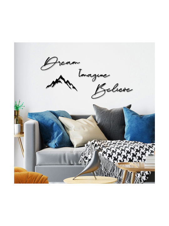 Wall Decor Dream Imagine Believe Set of 4pcs 891tnl3341 47x16 47x15 37x19 50x18.5cm Black Wallity Metal