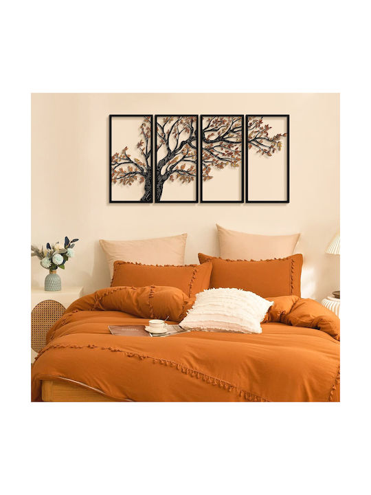 Wall Decor Autumn Vibes Set of 4 Pieces 507atp1201 48x98cm Black-orange Wallity Steel