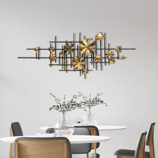 Διακοσμητικό Τοίχου Mihrimah 279enz2533 113x7x44cm Black-gold Wallity Μέταλλο