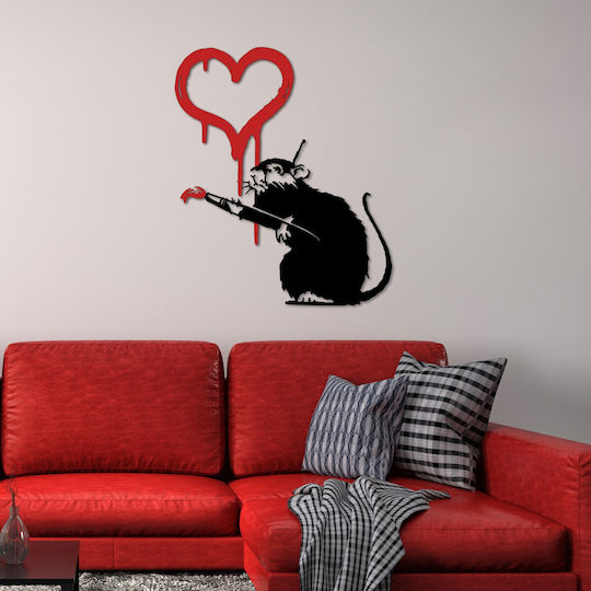 Wallity Διακοσμητική Σιλουέτα Banksy Μαύρη από Μέταλλο 70x60cm