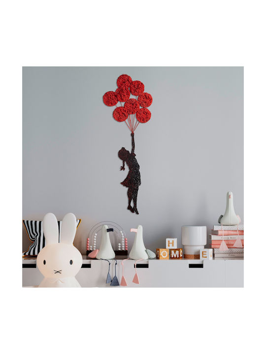 Wallity Decorațiune Siluetă Banksy Lucrată Manual Roșie Din Metal 100x34cm