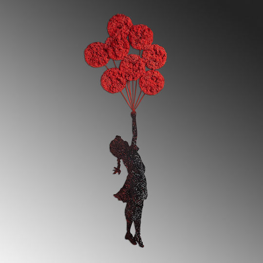 Wallity Decorative Banksy Silhouette Handmade Red Metallic 100x34cm