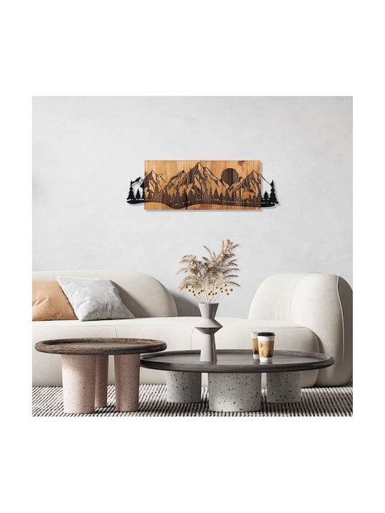 Asir Group Artă Mixtă 3D Sundown Negru Din Lemn 75.5x24.5cm