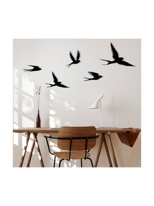 Wallity Wall Decor Silhouette Crow Black Made of Metal 33x22.5cm 5 Pieces