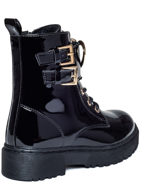 Kinderstiefeletten aus Lackleder Schwarz