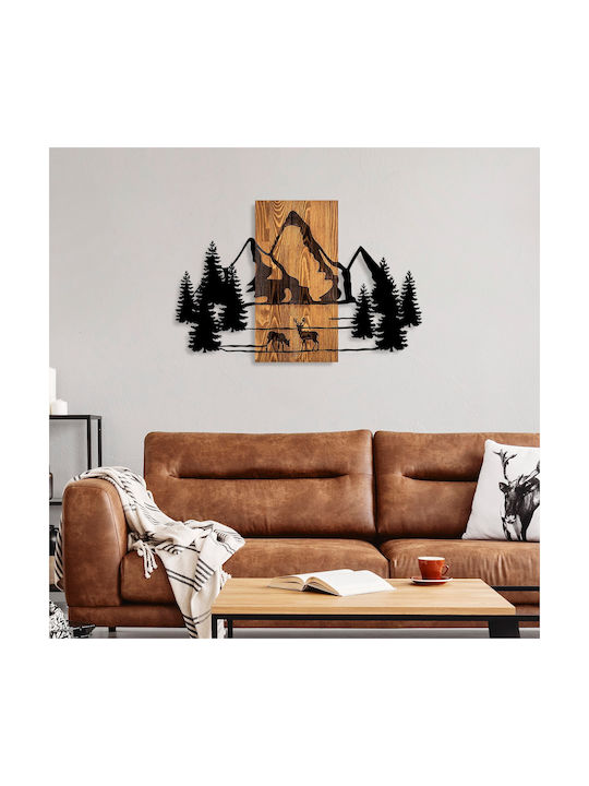 Asir Group 3D Mixed Art Natural Handmade Black Wooden Wall Decor 88x57cm