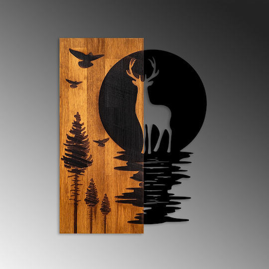 Asir Group 3D Gemischte Kunst Hirsch Schwarz aus Holz 58x3x43cm