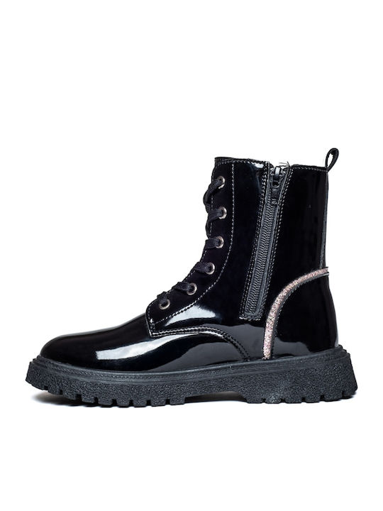 Kinderstiefel aus Lackleder Schwarz