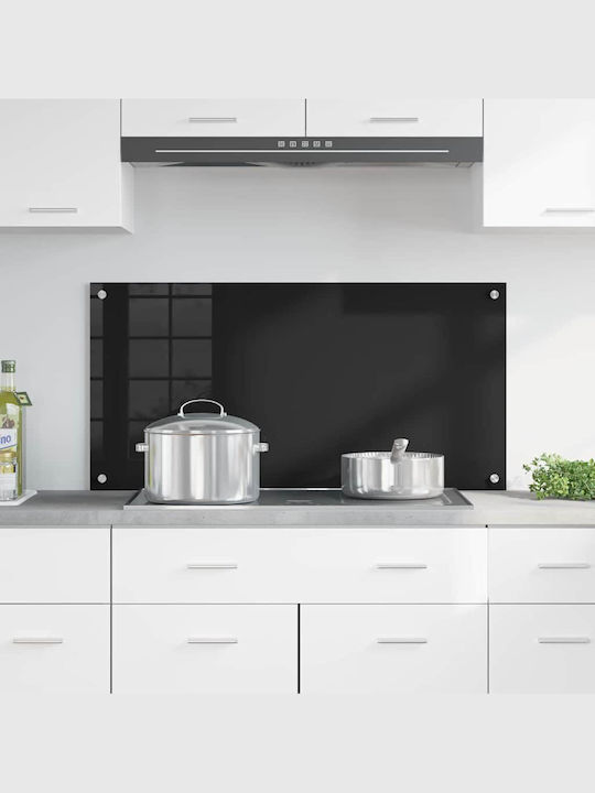 Vidaxl Kitchen Back Panel Black 100 X 50 X 0.8 cm Tempered Glass
