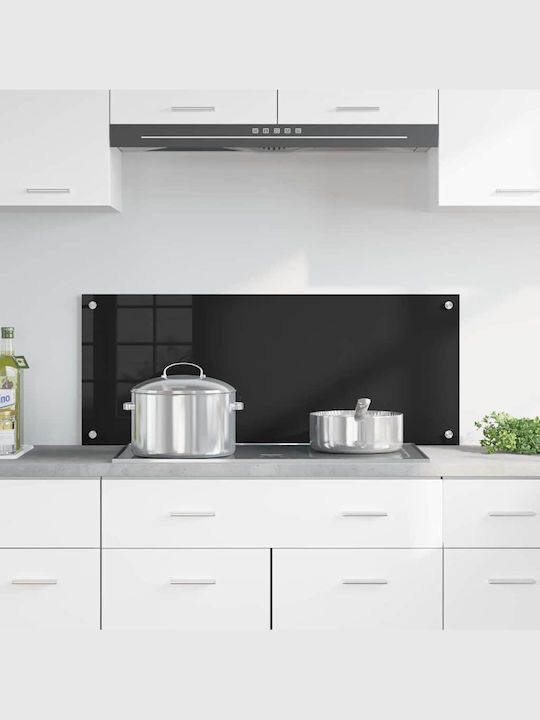 Vidaxl Kitchen Back Panel Black 100 x 40 x 0.8 cm Tempered Glass