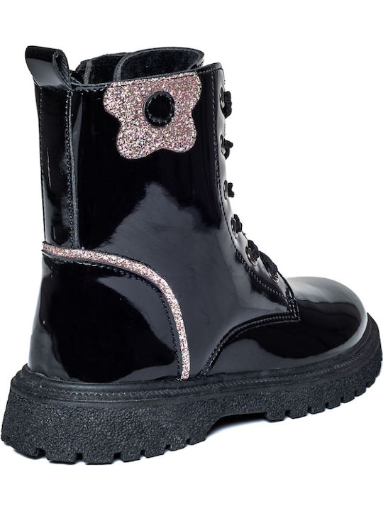 Kinderstiefel aus Lackleder Schwarz