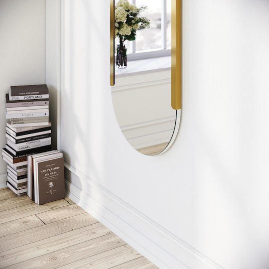 Aberto Design Caprice Καθρέπτης Τοίχου Ολόσωμος Οβάλ με Κίτρινο Μεταλλικό Πλαίσιο 150x50cm