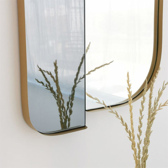 Aberto Design Day & Night Καθρέπτης Τοίχου Ολόσωμος με Χρυσό Μεταλλικό Πλαίσιο 130x60cm