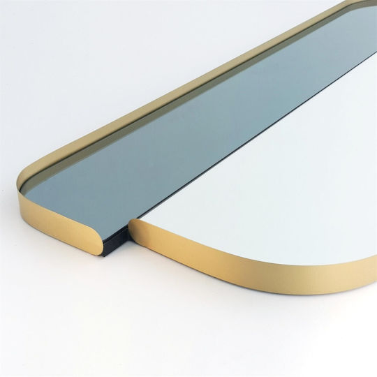 Aberto Design Day & Night Καθρέπτης Τοίχου Ολόσωμος με Χρυσό Μεταλλικό Πλαίσιο 130x60cm