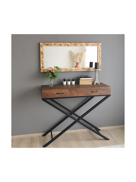 Aberto Design Wall Mirror with White Wooden Frame 110x50cm 1pcs