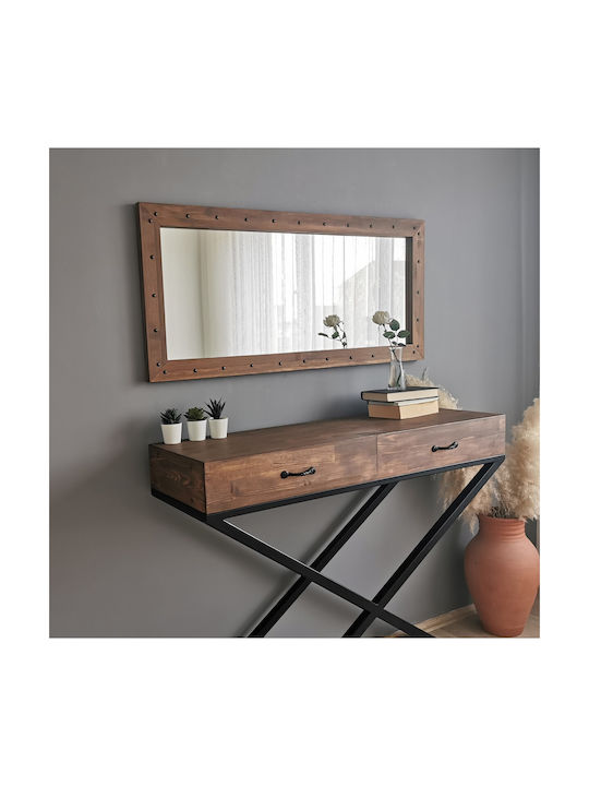 Aberto Design Като Огледало за Стена с Кафяв Дърво Рамка 110x50см 1бр