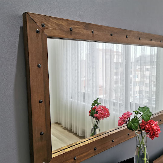 Aberto Design Wall Mirror with Brown Wooden Frame 110x50cm 1pcs