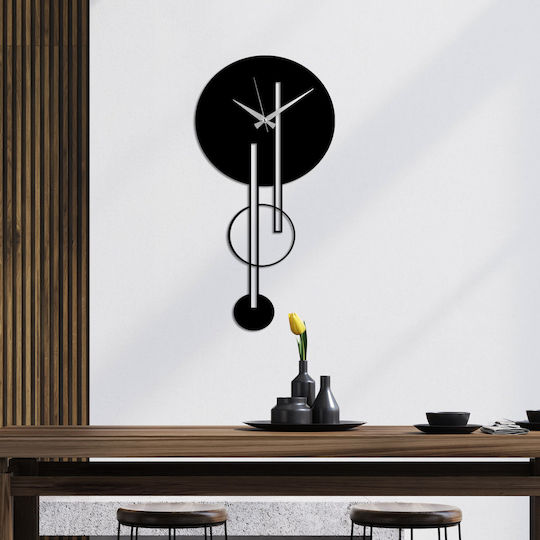 Wallity Стенен часовник Металик Черен 96x49см