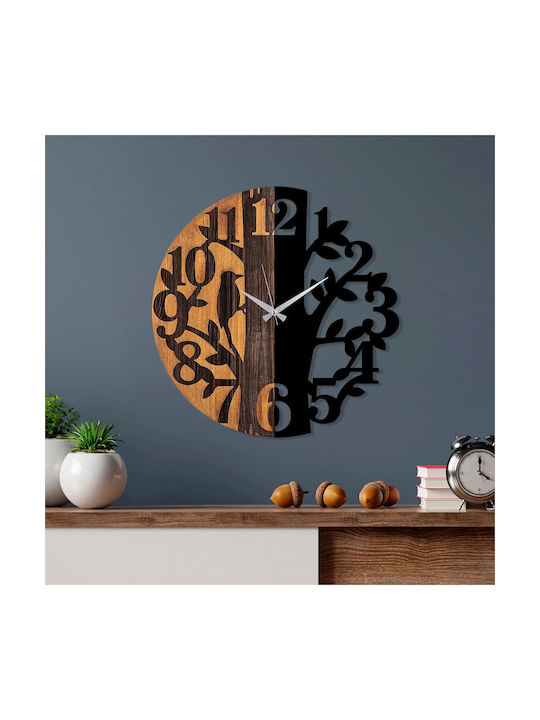 Wall Clock 539tnl1170 Φ56cm Walnut-black Wallity Metal Wood