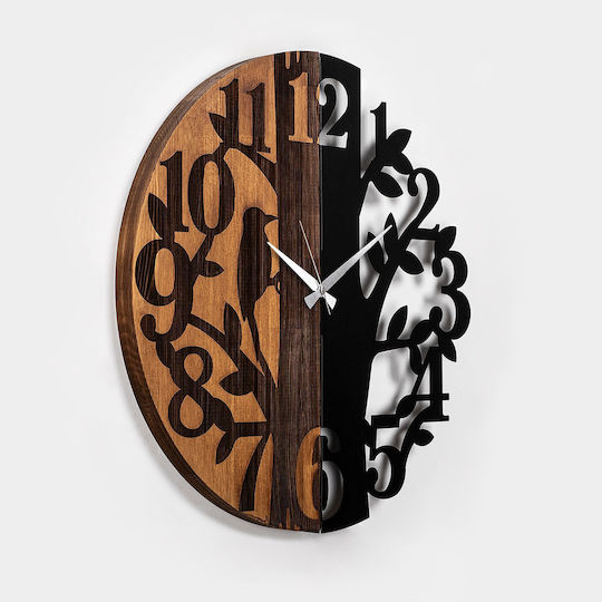 Wall Clock 539tnl1170 Φ56cm Walnut-black Wallity Metal Wood