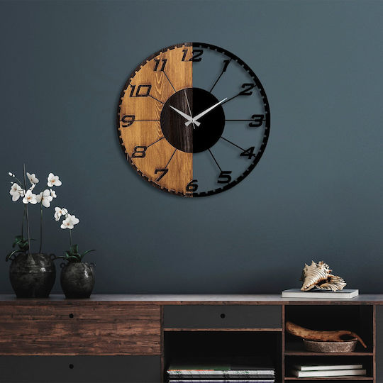 Ceas de perete linear 539tnl1143 56x3x56cm Nuc-negru Wallity Metal Lemn
