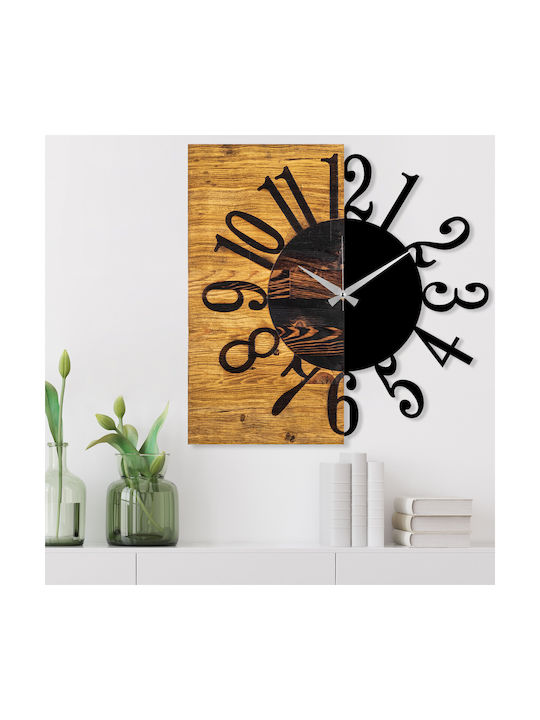 Wall Clock 539tnl1107 58x3x58cm Walnut-black Wallity Metal Wood
