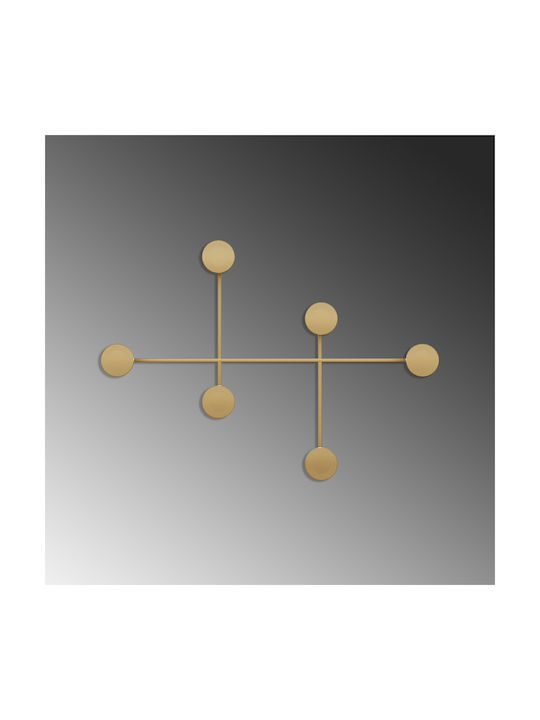 Κρεμάστρα Τοίχου 6 Θέσεων Dama 494pyt1133 82x60x10cm Gold Wallity Μέταλλο