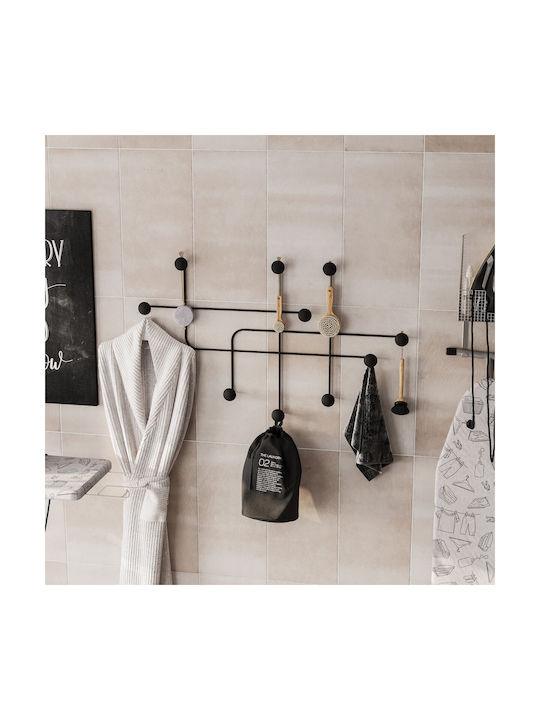 Κρεμάστρα Τοίχου 10 Θέσεων Samara 494pyt1130 107x64x10cm Black Wallity Μέταλλο