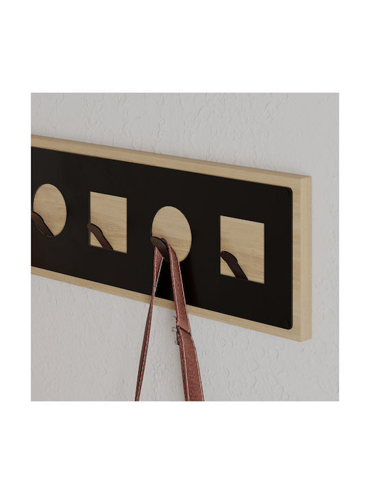 Hanah Home Wandhalterung Metall 5 Haken Braune 54,2x16x2cm