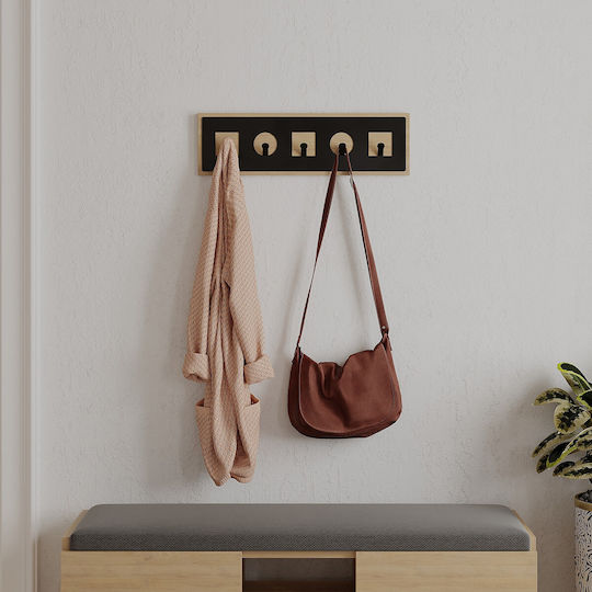 Hanah Home Wall Hanger Metal 5 Hooks Brown 54.2x16x2cm