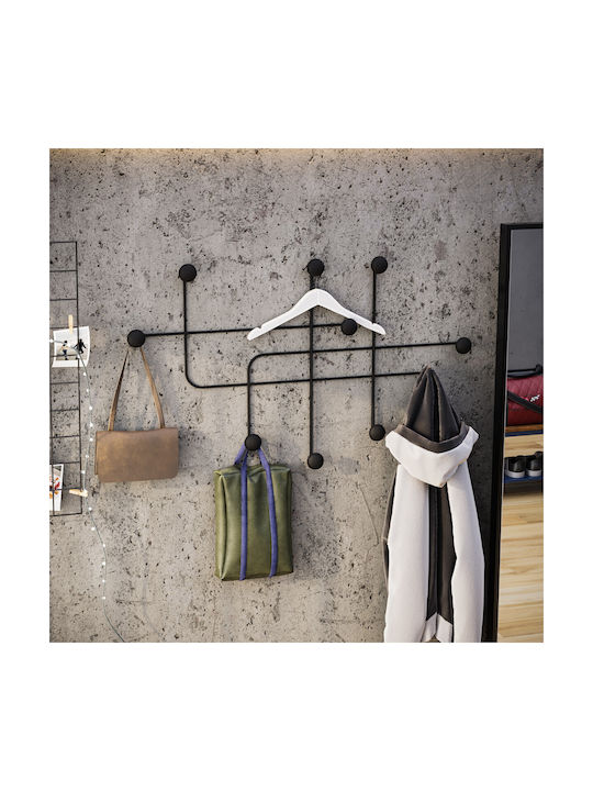 Κρεμάστρα Τοίχου 10 Θέσεων Samara 494pyt1130 107x64x10cm Black Wallity Μέταλλο