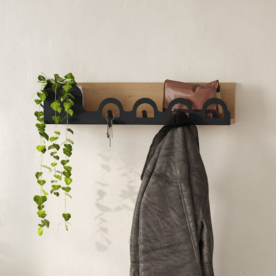 Hanah Home Κρεμάστρα Τοίχου Μεταλλική 4 Θέσεων Καφέ 63x14x14cm