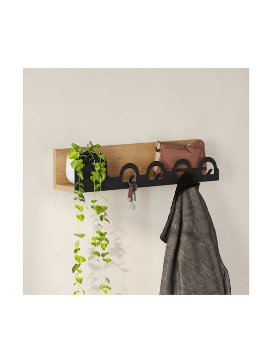 Hanah Home Wandhalterung Metall 4 Haken Braune 63x14x14cm